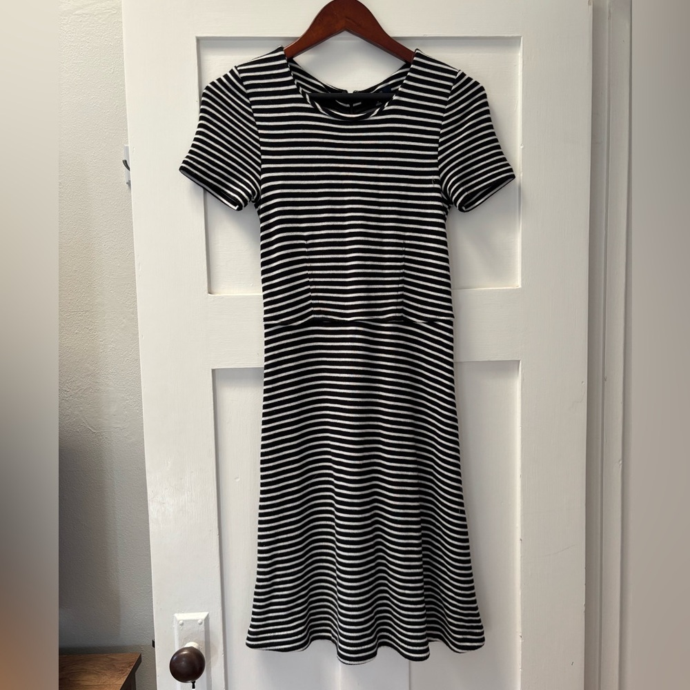 Madewell Black and White Striped Knit Dress